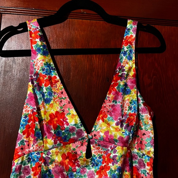 For Love & Lemons Merrill Midi Dress Cutout Tie-Back Bright Floral Size Medium - Picture 6 of 11